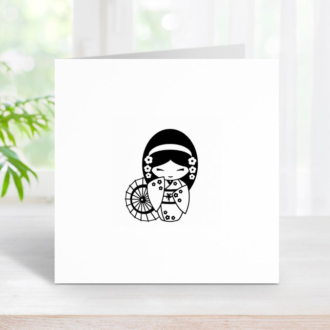 Japanisches Umbrella Geisha Girl in Kimono 2 Gummistempel (Von Creator hochgeladen)
