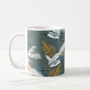 Japanisches Vintage-Kranich-Muster Kaffeetasse