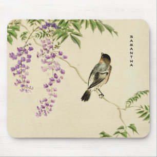 Japanisches Vintage-Lilienseeschwalben-Monogramm-M Mousepad