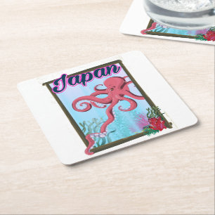 Japanisches Vintage-Reiseposter Rechteckiger Pappuntersetzer
