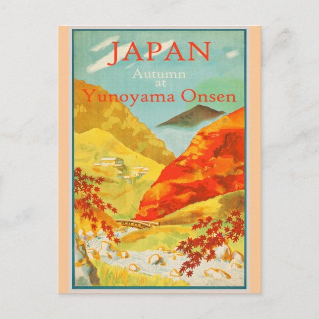 Japanisches Vintages Herbstplakat Postkarte (Vorderseite)