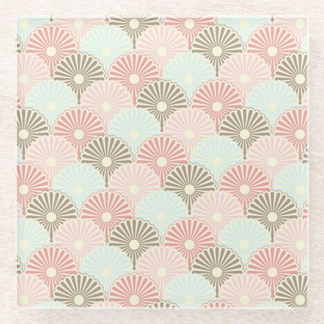 Japanisches Vintages Muster Glasuntersetzer (Vorderseite)