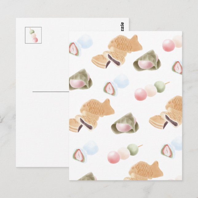 Japanisches Wagashi Muster Postkarte (Vorne/Hinten)
