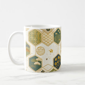 Japanisches Washi-Papier Sechseckmuster | Nahtlose Kaffeetasse
