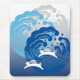 Japanisches Wave & Weißes Kaninchen Mousepad