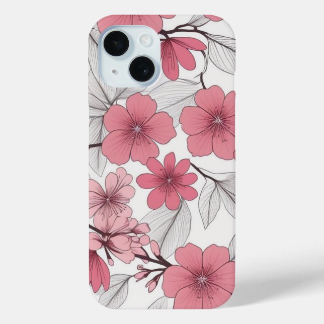 Japanisches Weißrosa Sakura Cherry Blossom Muster Case-Mate iPhone Hülle (Rückseite)