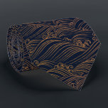 Japanisches Wellen-Muster-Marine-Blau und Gold Krawatte<br><div class="desc">Das japanische dunkelblaue Wellen-Muster und das Gold ist auf der dieser Krawatte der Männer. Modernes Chic dennoch traditionell. SEHEN SIE DOPPELSEITIGES DRUCKEN HIER:</div>
