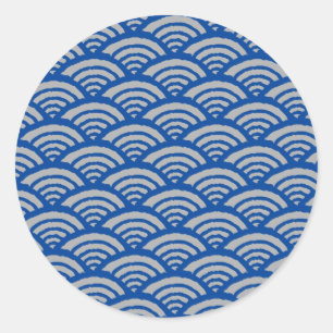 Japanisches Wellen-Muster Runder Aufkleber
