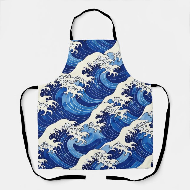 Japanisches Wellenmuster Ozean  Schürze (Vorderseite)