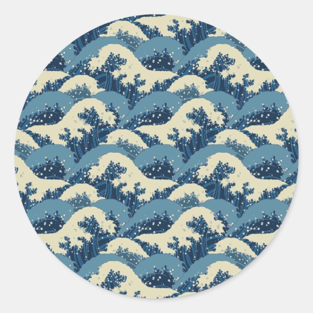japanisches Wellenmuster Runder Aufkleber (Vorderseite)