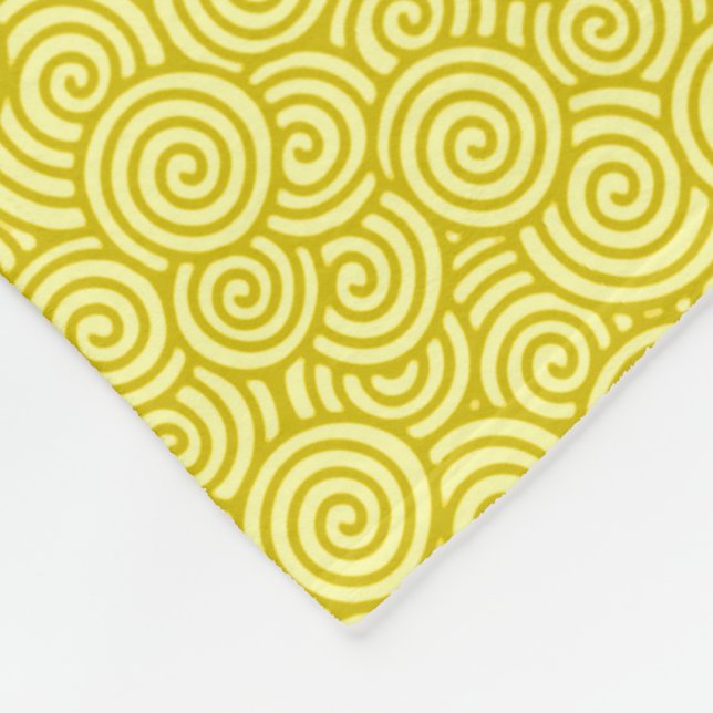 Japanisches wirbelloses Muster - Senf und hellgelb Fleecedecke (Ecke)