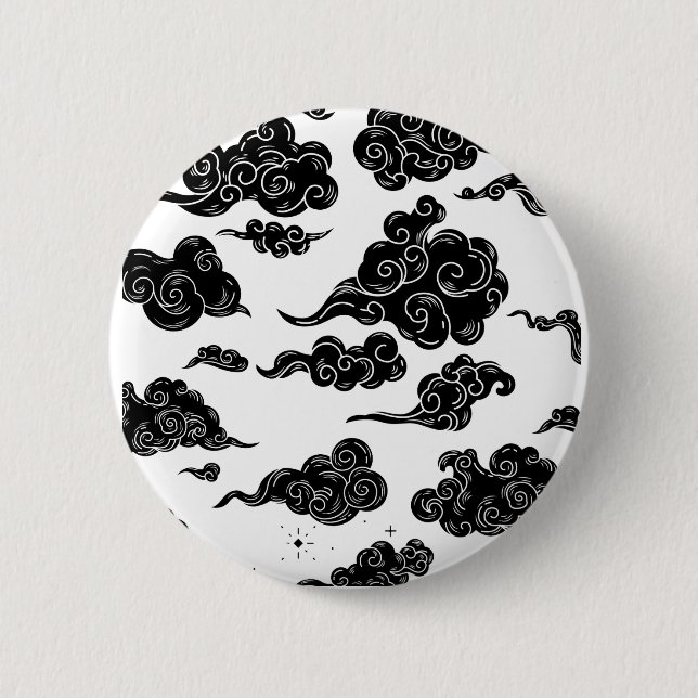 Japanisches Wolkenmuster-Ästhetik Button (Vorderseite)