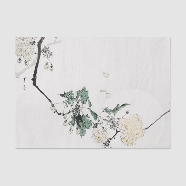 JAPANISCHES WOODBLOCK DRUCK-BLUMEN Seidenpapier (Vorderseite)