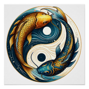 Japanisches Yin-Yang-Symbol Koi-Fisch Poster