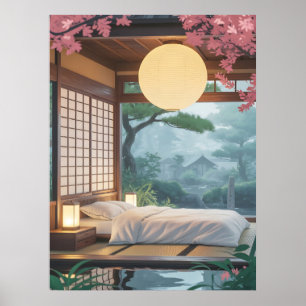 Japanisches Zen-Schlafzimmer Wand Minimalistischer Poster