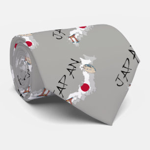 Japankarte und -flagge krawatte