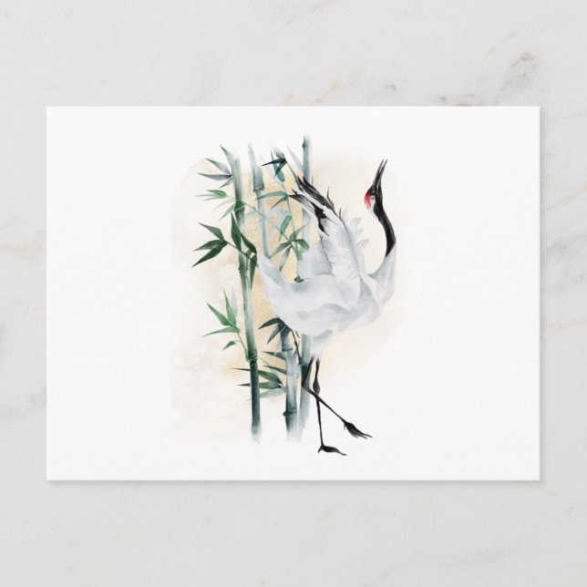 Japans Krane und Bambus Postkarte (Vorderseite)