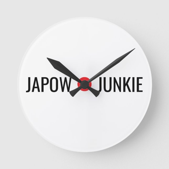 Japow Junkie  Runde Wanduhr (Vorderseite)