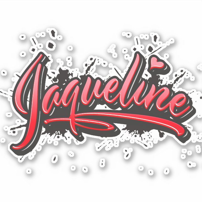 Jaqueline red Heart Graffiti Aufkleber Sticker (Vorderseite)