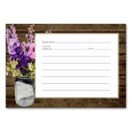 Jar Delpheniums Rustikale Rezept-Karte Tischnummer