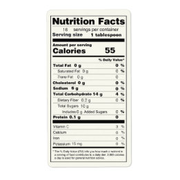 Jar der Jelly Nutrition Facts Label mit halber Pin
