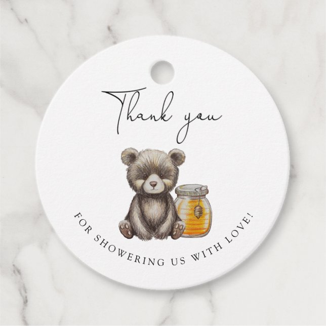 Jar Honig und Teddy Bären danke Geschenkanhänger (Vorderseite)