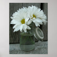 Jar of Daisies & Barn Wood Poster