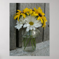 Jar of Daisies & Black Mit Augen Susans