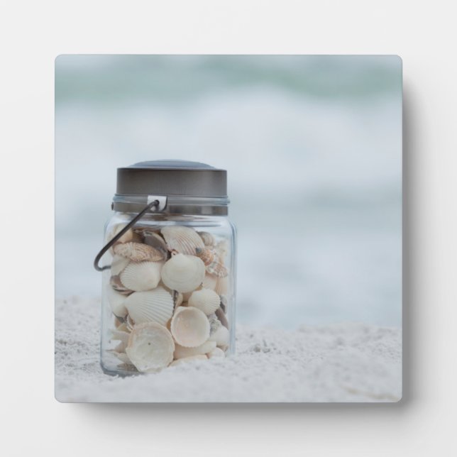 Jar of Seashells am Strand | Florida Fotoplatte (Vorderseite)