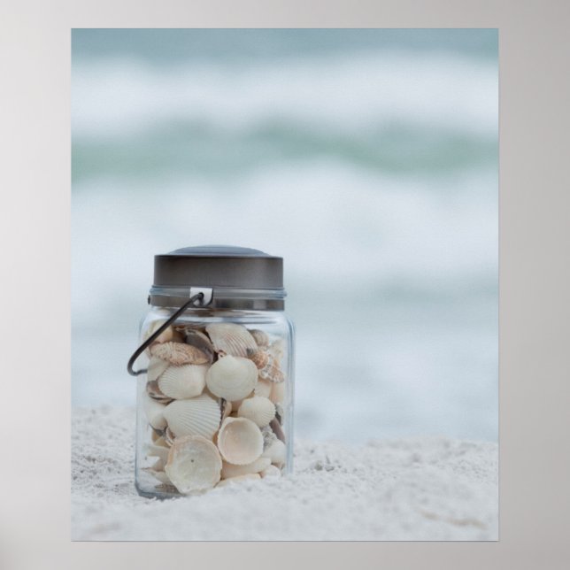 Jar of Seashells am Strand | Florida Poster (Vorne)