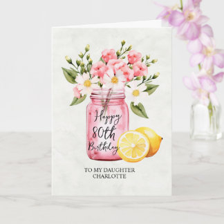 Jar Pink Blume Jubiläum 80. Geburtstag Jar Pink Gr Karte