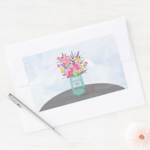 Jar Vase am Tag der Mutter mit Blume Rechteckiger Aufkleber