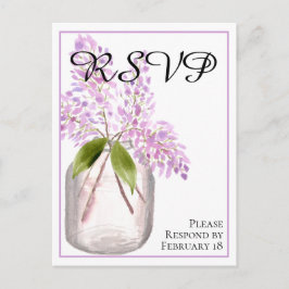 Jar von Lilacs Rustic Watercolor Wedding RSVP Postkarte