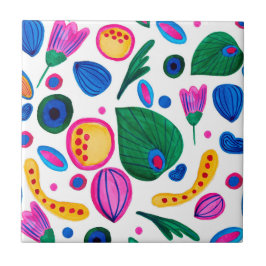 Jardín Botánico Abstracto Boho Maximalist Fliese