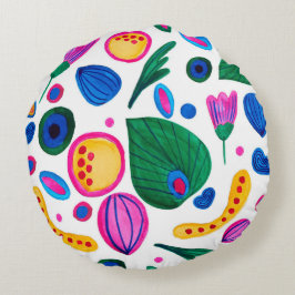 Jardín Botánico Abstracto Boho Maximalist Rundes Kissen