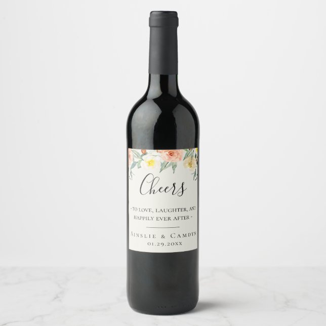 Jardin De Fleurs Personalisiert Wine Label Weinetikett (Vorderseite)