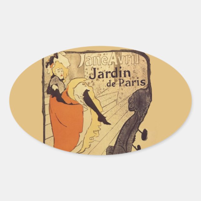 Jardin de Paris - Toulouse-Lautrec Ovaler Aufkleber (Vorderseite)