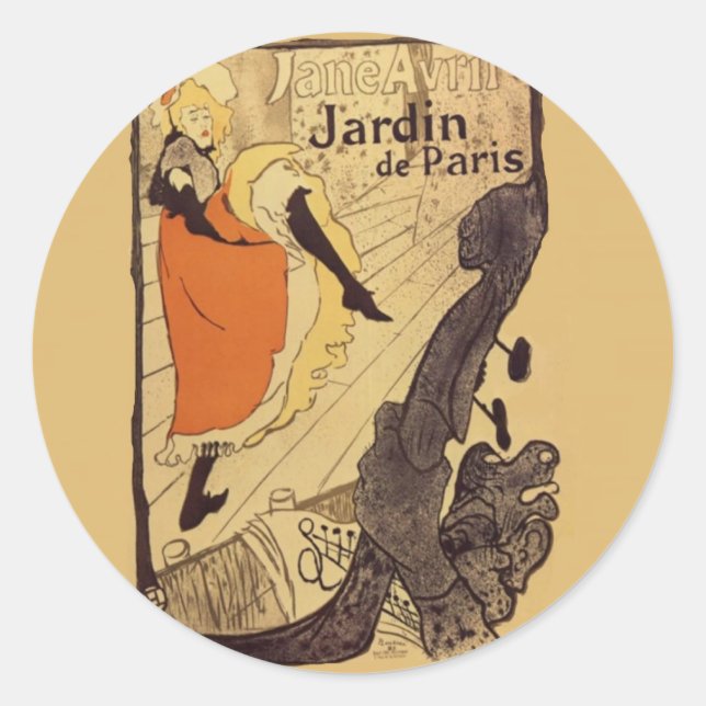 Jardin de Paris - Toulouse-Lautrec Runder Aufkleber (Vorderseite)
