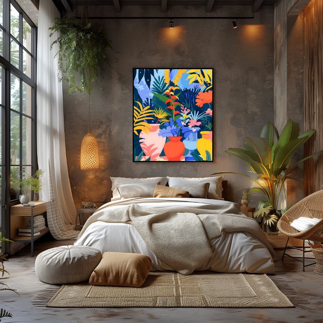 Jardín Tropical en Estilo Favista: Arte Colorido. Leinwanddruck (Von Creator hochgeladen)