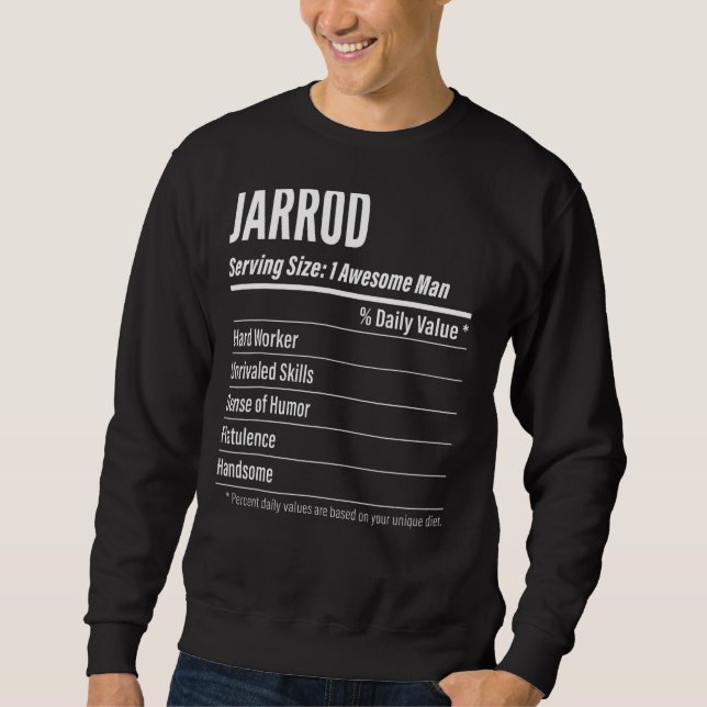 Jarrod Serving Size Nutrition Label Calories Sweatshirt (Vorderseite)