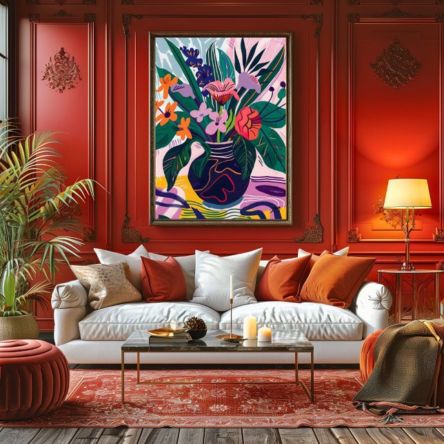 Jarrón con Flores: Arte Favista Estilo Matisse. Leinwanddruck (Von Creator hochgeladen)