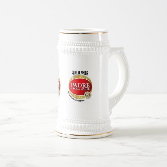 JARRON DE CERVEZA CON FRAGEN PARA PAPÁ BIERGLAS (VorderseiteRechts)