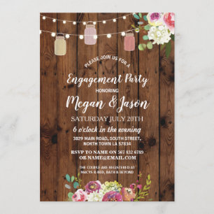 Jars Engagement Party Rustic Holzfloral Einladung