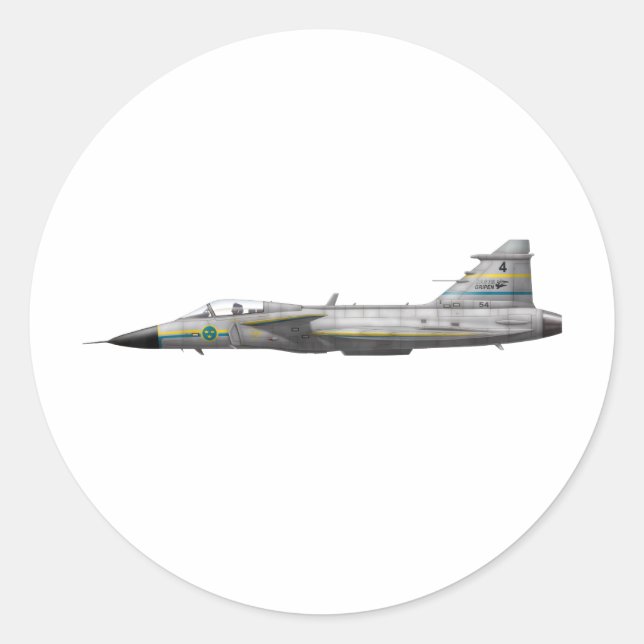 Jas 39 Gripen Runder Aufkleber (Vorderseite)