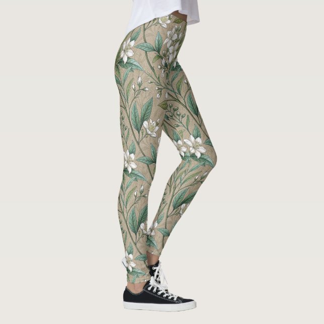 Jasmin-Blume Vintage Stilmuster Leggings (Rechts)