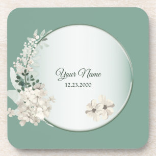 Jasmin Blumen Grün Geometrische Hochzeitsfeier Getränkeuntersetzer
