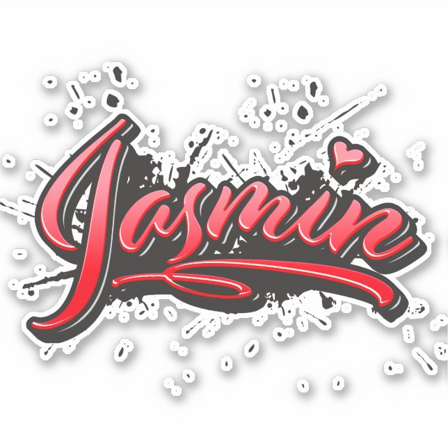 Jasmin red Heart Graffiti Aufkleber Sticker (Vorderseite)
