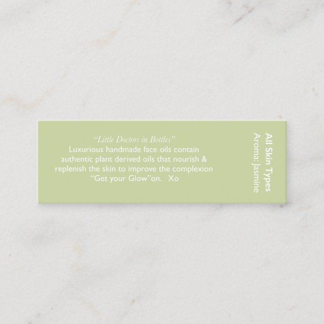 Jasminbestandteilkarte Mini Visitenkarte (Vorderseite)