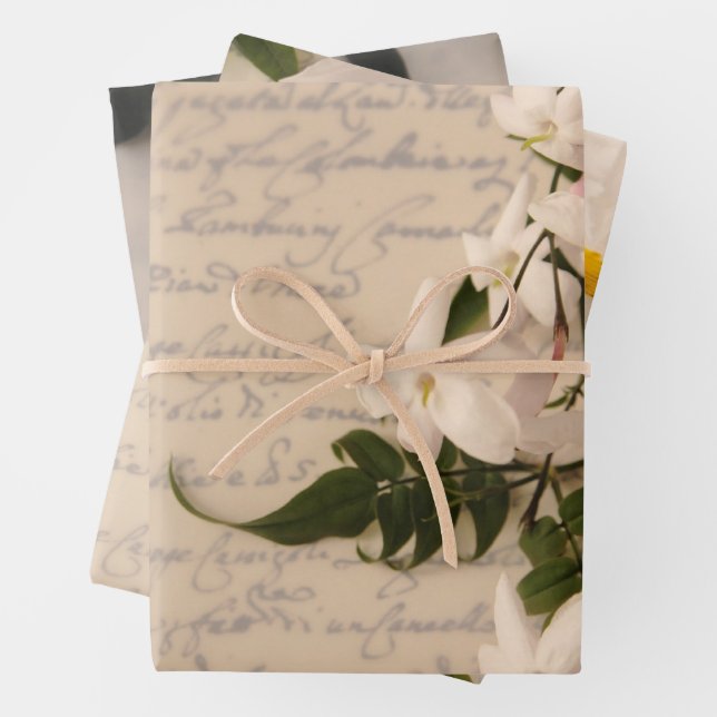 Jasmine auf alte Handschrift Geschenkpapier Set (Beispiel)