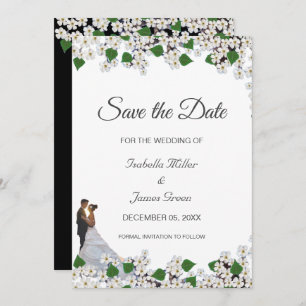 Jasmine auf Black & White Wedding Save the Date Karte